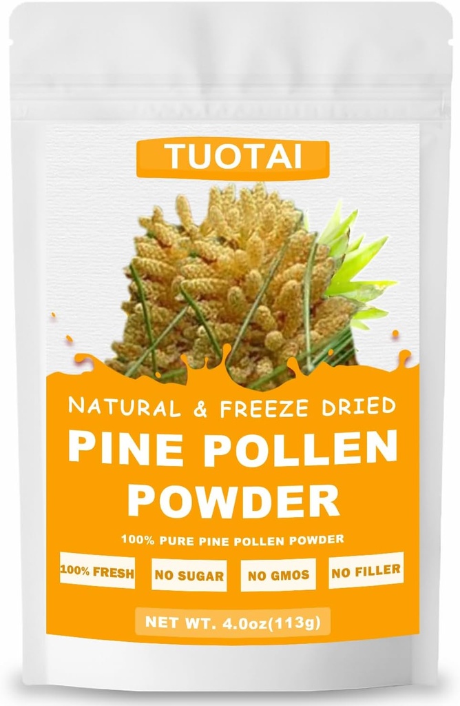Premium Pine Pollen σκόνη, 100% φυσική σκόνη, χωρίς ΓΤΟ, χωρίς πρόσθετα, Vegan