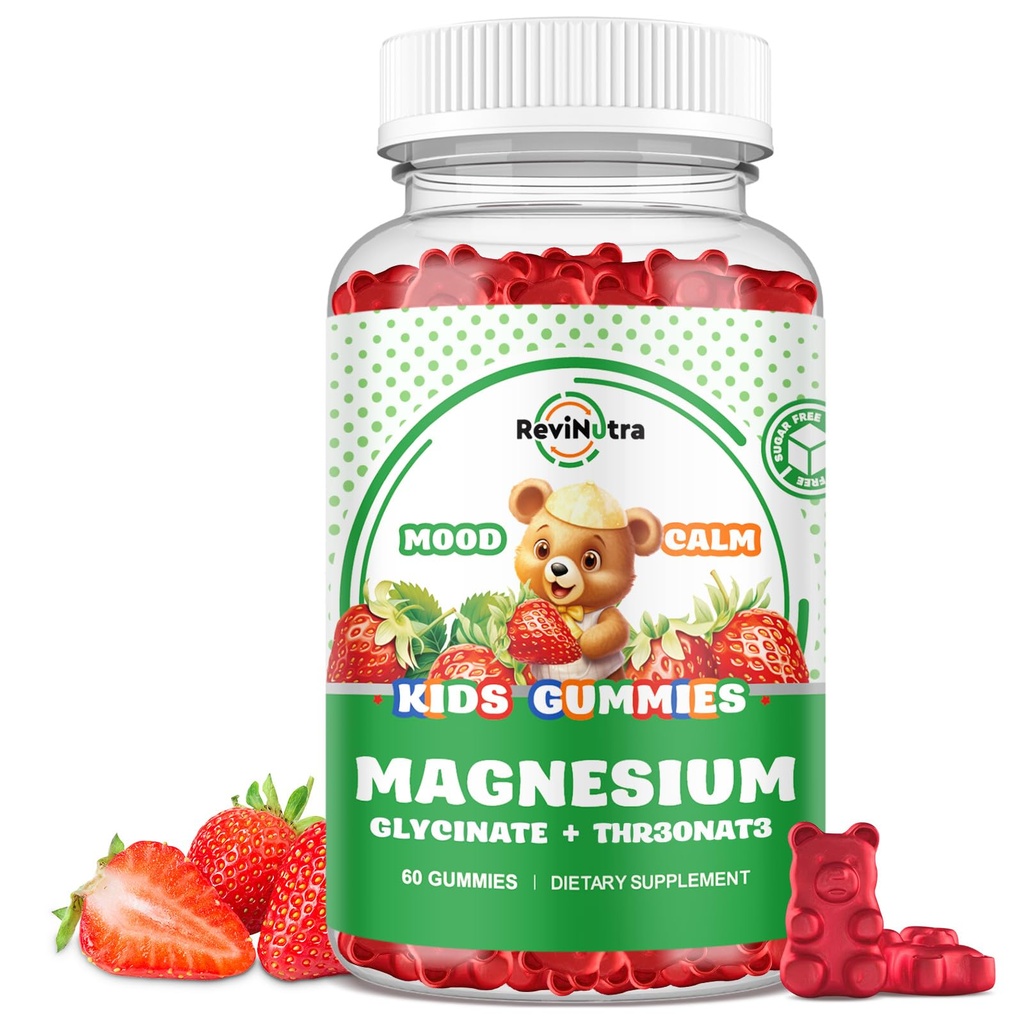 Magnesium Complex Gummies- Calm Chewable Gummies for Kids & Adults- Magnesium Glycinate Supplement-w/Omega-3, Vitamin B6, D3- Support Calm Stress Relief, Bones, Mood, Strawberry Flavor