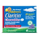 Claritin Παιδική Αλλεργία Ιατρική, 24ωρη Μη- Νυχθηρή Λοραταδίνη 5mg Μασώμενο δισκίο, Αντιισταμινικό για Παιδιά Ηλικίες 2 ετών και μεγαλύτερη, Σταφύλι Γεύση, 40 δισκία