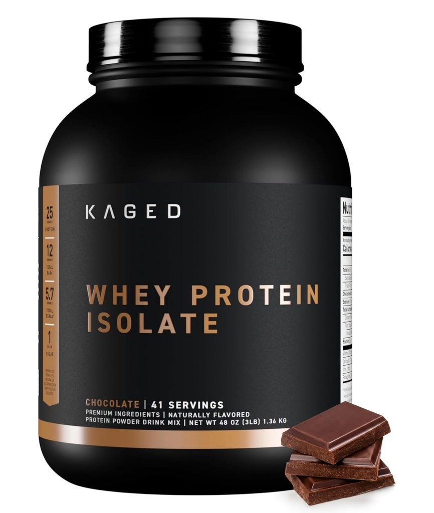 Kaged Whey Protein Isolate Powder | Chocolate | 100% Pure Low Lactose Whey | Post Workout Recovery Drink | Supports Muscle Building | Supplements for Men & Women | 41 Servings