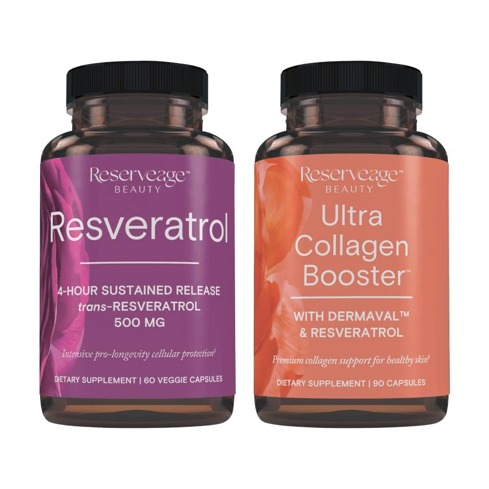 Reservage Resveratrol & Ultra Collagen Booster - Resveratrol & Collagen Κάψουλες για υποστήριξη κυττάρων & δέρματος - Χαρακτηριστικά Dermaval - 60 κάψουλες, 90 Ultra Collagen Booster Κάψουλες