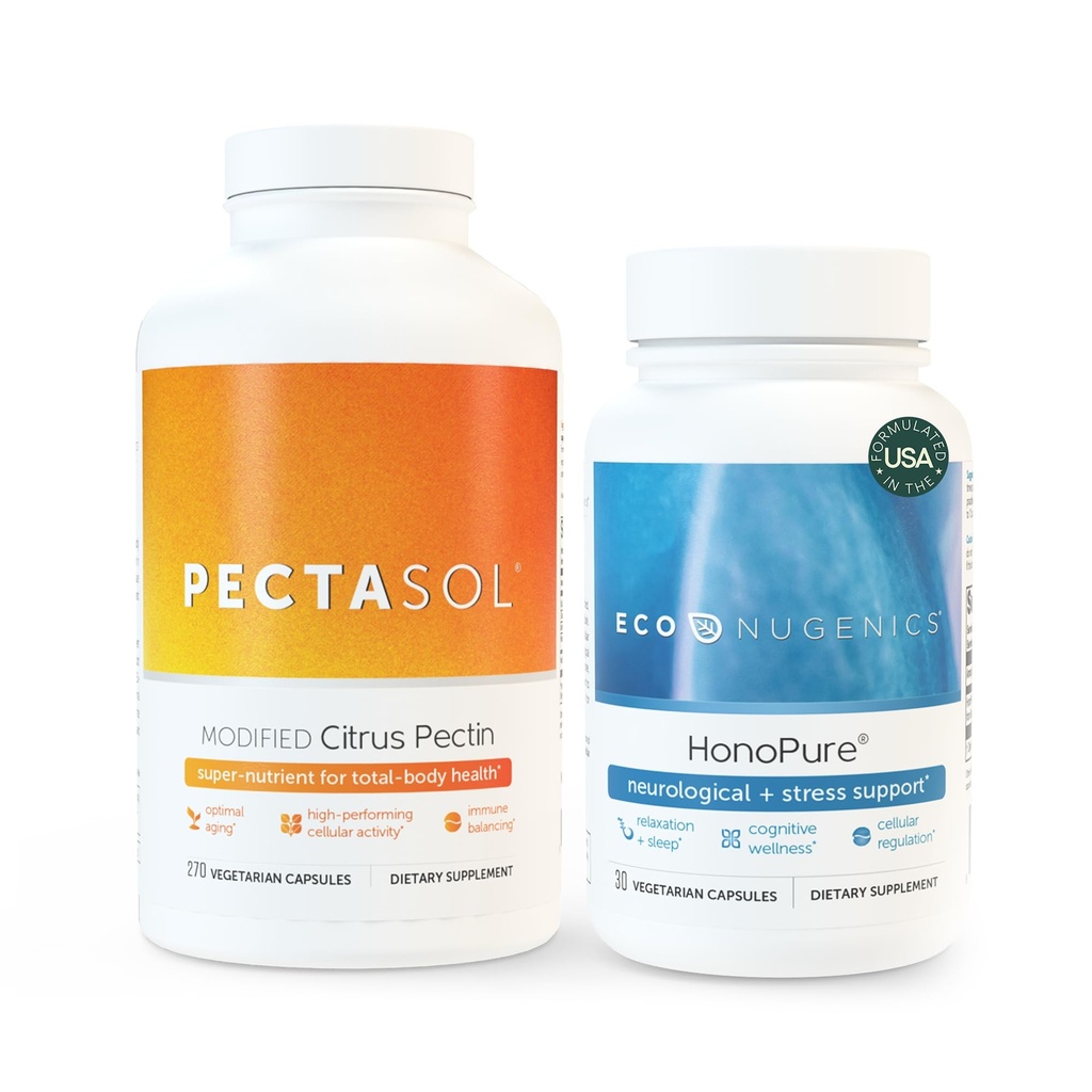 EcoNugenics Brain Health Supplement Bundle – 270 Capsules of PectaSol Modified Citrus Pectin Fiber + 120 Capsules of HonoPure Magnolia Bark Extract