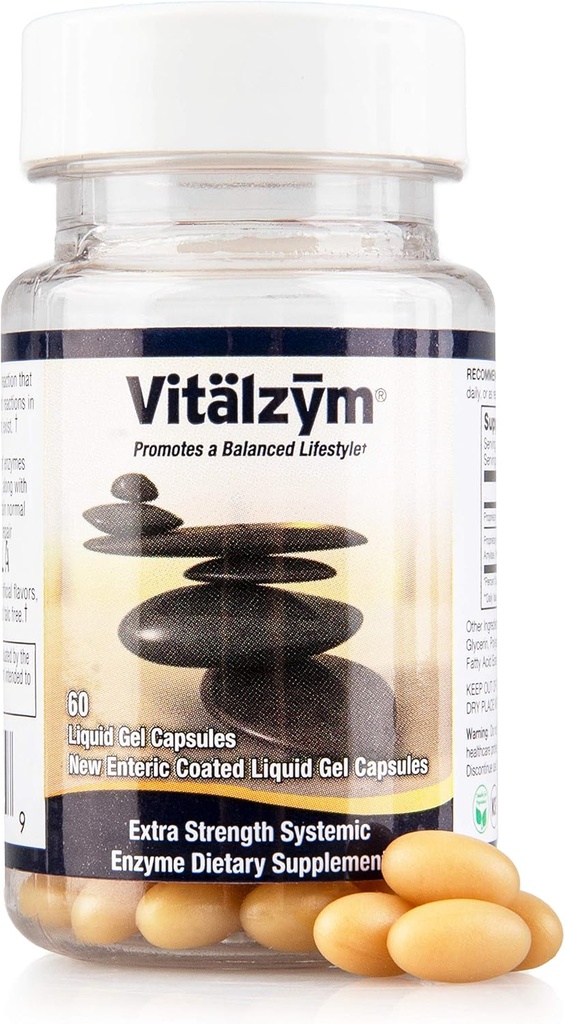 Proteolytic Systemic Enzymes Liquid Gel Κάψουλες με Serrapeptase, ανοσοποιητική και κοινή υποστήριξη, Natural Ache Relief Plus συμπλήρωμα γονιμότητας (60 κάψουλες)