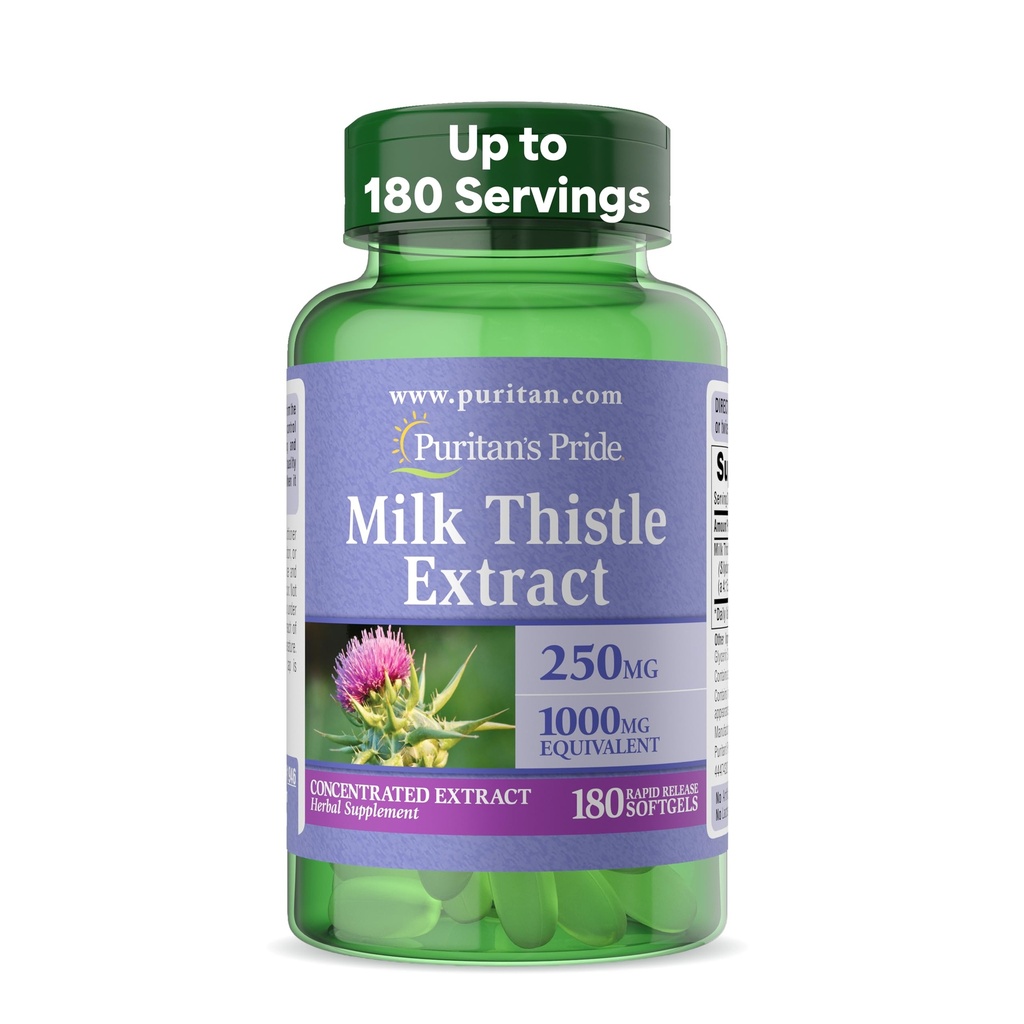Puritan's Milk Thistle 4:1 Extract 1000mg 180 Softgels (Silymarin) Ηπατική Υγεία