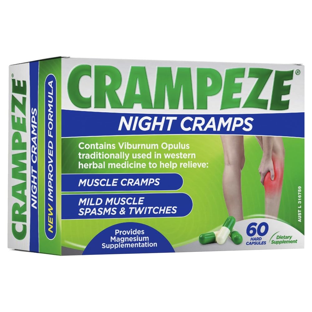 Crampeze Night Cramps Φυσικό Ανακούφιση των μυών Cramps, Spasms & Κουρασμένα πόδια 60 κάψουλες