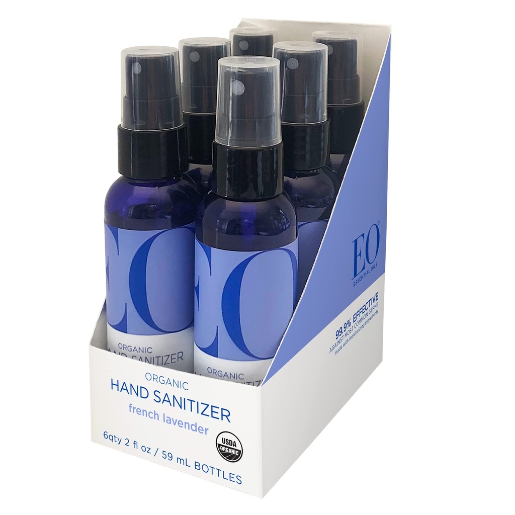 EO Organic Hand Sanitizer Spray: Γαλλική λεβάντα, 2 ουγγιά, 6 κόμης