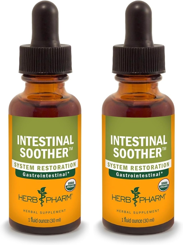 Herb Pharm Certified Organic Intestinal Soother Liquid Herbal Formula with Turmeric Extract - 1 Ουγγιά (FIS01) (Συσκευασία του 2)