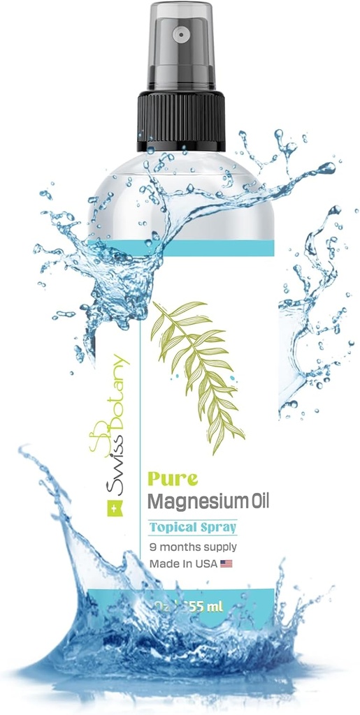 Pure Magnesium Oil Spray - Μαγνήσιο Spray για τα πόδια - 12 fl oz (διαρκεί 9 μήνες) - USP Βαθμός Βιολογικό Επίκαιρο Μαγνήσιο Spray - Φυσικά Πηγές - EBook Περιλαμβάνεται - Κατασκευάζεται στις ΗΠΑ