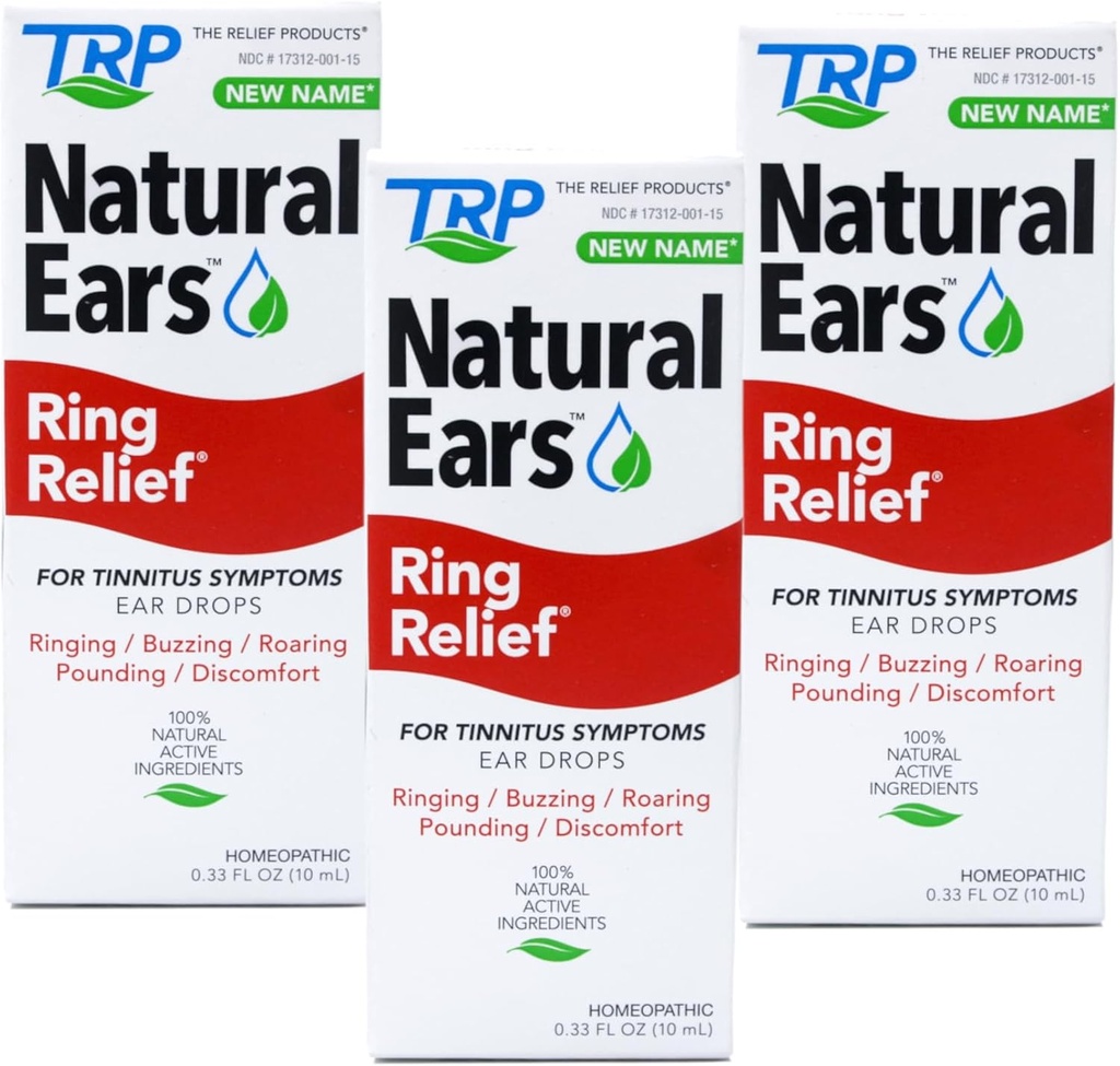 Ομοιοπαθητικές σταγόνες αυτιού Ring Relief - 0,33 OZ, Συσκευασία των 3