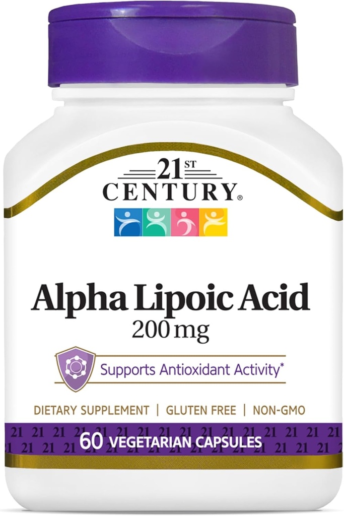 21st Century Healthcare Alpha Lipoic Acid 200 mg, 60 Count Vegetarian Capsles