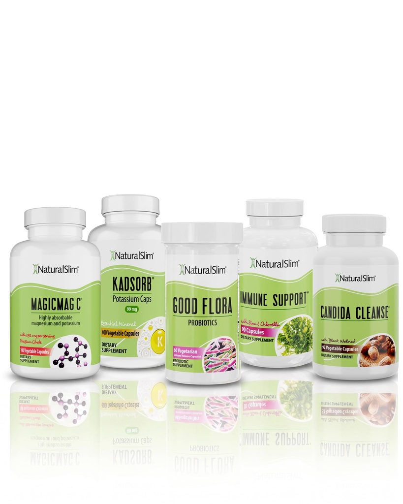 NaturalSlim εξαιρετικό πακέτο για τον καθαρισμό – Candiseptic Kit, MagicMag C και Kadsorb συμπληρώματα 
