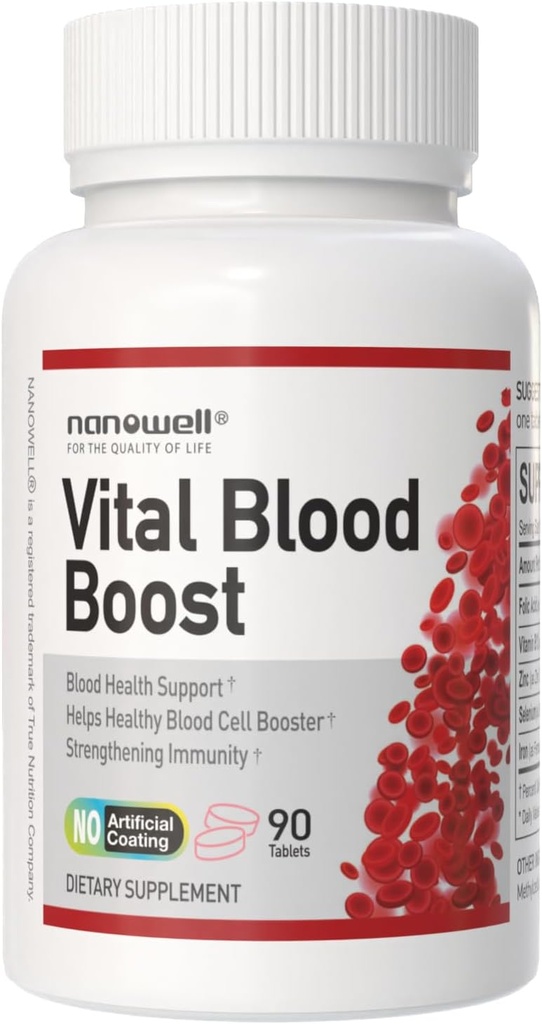 Vital Blood Boost – Συμπλήρωμα διατροφής με σίδηρο, σελήνιο, ψευδάργυρο, βιταμίνη Β12 & φολικό οξύ – 90 δισκία, 90 ημέρες προσφοράς