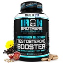 Iron Brothers Συμπληρώματα Testosterone Booster για άνδρες με οιστρογόνα Blocker - Anti-Estrogen Dietary Supplements - Σπόροι σταφυλιού & Tribulus Terrestris – Συσκευασία των 60 καψακίων – μυϊκή ανάπτυξη Boost - 30 ημέρες
