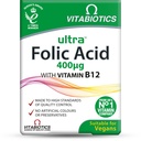Vitabiotics Ultra Folic Acid 400ug με Βιταμίνη Β12. 60 δισκία