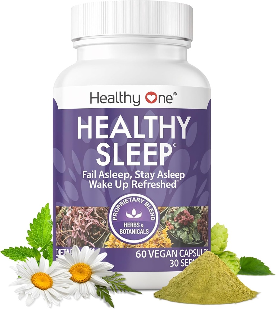 Healthy Sleep - 10 REM Inducing Ingredients - Supports All Stages of Deep Rest - Can't Sleep - Restless - Melatonin - Valerian - Chamomile - Theanine - GABA - Hops - Lemon Balm - 120 Count