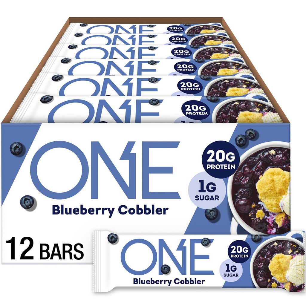 ONE Protein Bars, Blueberry Cobbler, Gluten Free με 20g Protein και 1g Sugar, Pantry Staples, 2,12 oz (12 Count)