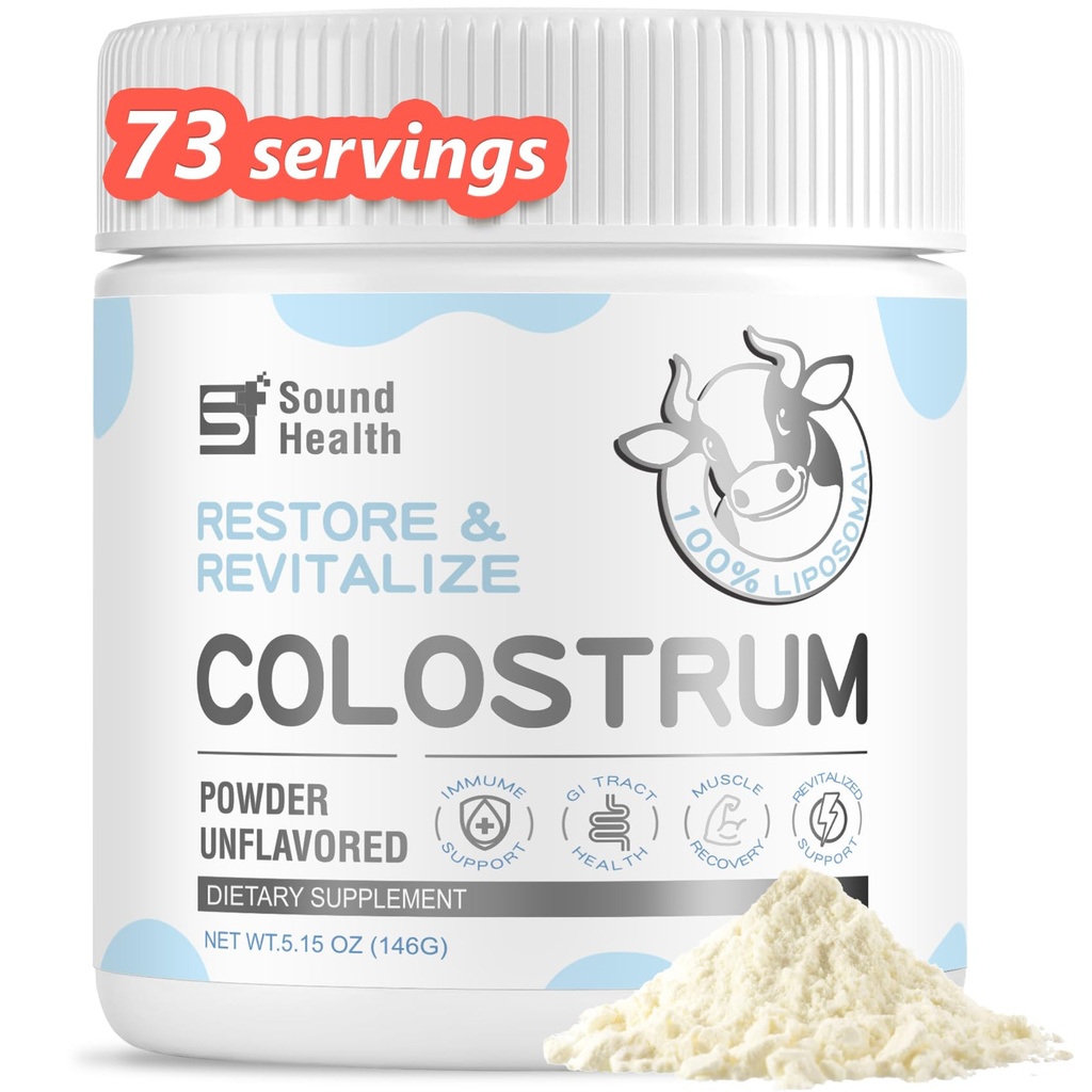 Colostrum Supplement Powder for Humans - Organic Bovine Colostrum Supplement for Gut Health, Hair Growth, Beauty, and Immune Support - Unflaved (73 Services)