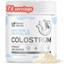 Colostrum Supplement Powder for Humans - Organic Bovine Colostrum Supplement for Gut Health, Hair Growth, Beauty, and Immune Support - Unflaved (73 Services)