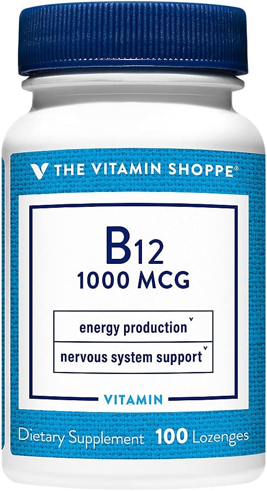 Η Βιταμίνη Shoppe Βιταμίνη B12 1.000mcg - Υποστηρίζει την παραγωγή ενέργειας, μια φορά την ημέρα συμπλήρωμα διατροφής - Βιταμίνη B-12 (ως Cyanocobalamin), Γλουτένη & Γαλακτοκομικά (100 Lozenges)
