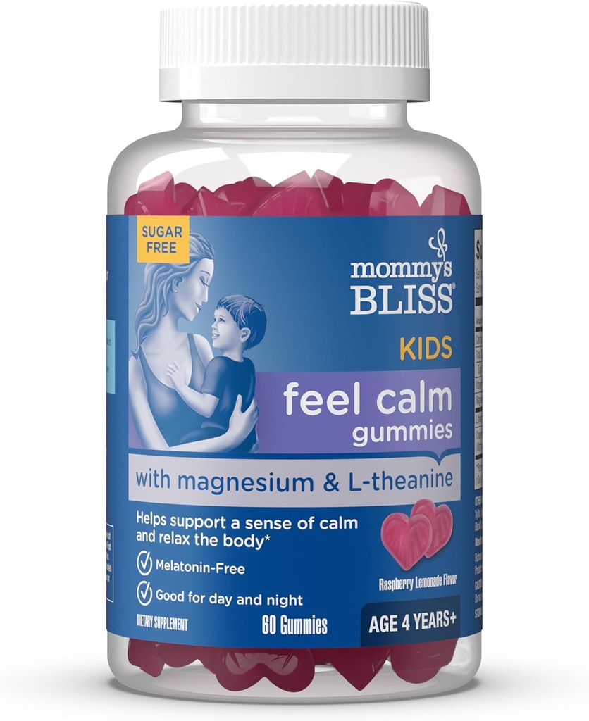 Τα παιδιά της μαμάς αισθάνονται ήρεμοι Gummies, υποστηρίζουν μια αίσθηση ηρεμίας και χαλάρωσης του σώματος, που γίνεται με μαγνήσιο, L-θεανίνη, χωρίς ζάχαρη Βατόμουρο Λεμονάδα Γεύση, ηλικία 4+, 60 Gummies