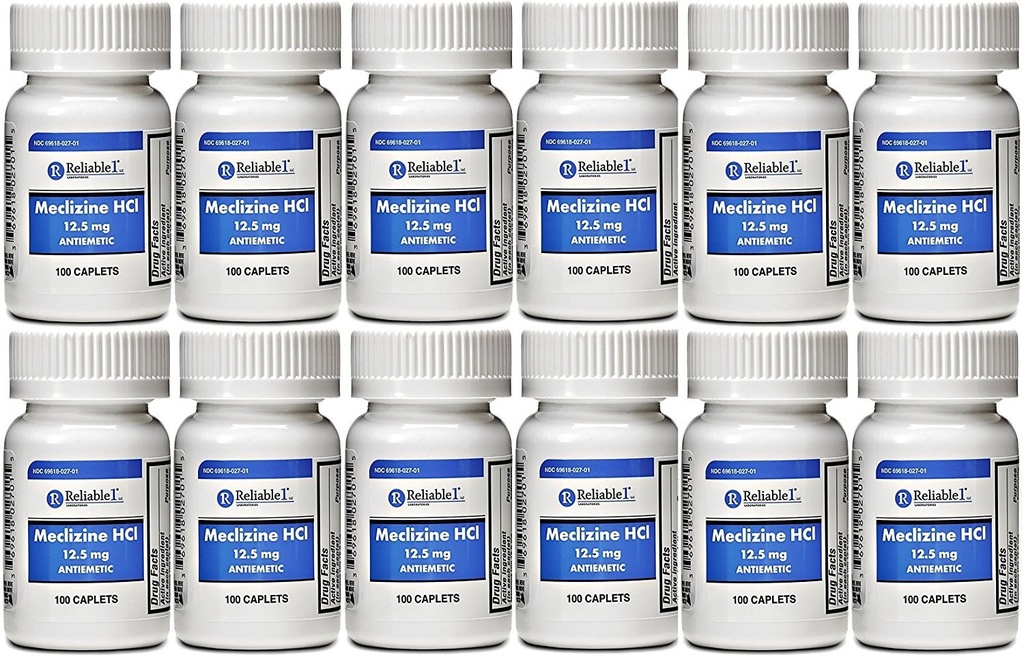Meclizine 12, 5 mg Αντιεμετική, Αρρώστια κίνησης 100 Caplets PACK of 2