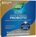 Nature's Way Elite Extra Strength Probiotic Pearls for Men and Women, Supports Digestive, Immune, Colon Health*, 5 Billion Live Cultures, Δεν απαιτείται ψύξη, 30 Softgels