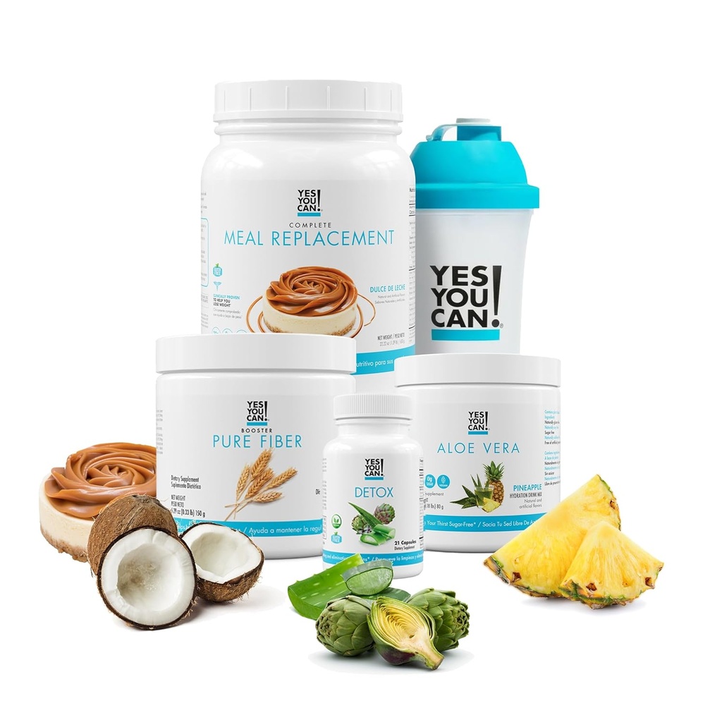 Detox Plus Kit, Daily Cleanse Pure Fiber Meal Replacement, Drink Mix, Shake Booster & Supplement, Body Cleanse Kit for Women, Daily Cleanse - Dulce de Leche, Aloe Vera Peach Lemonade