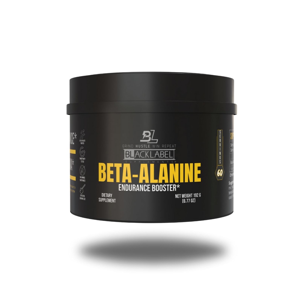 BLACKLABEL Συμπληρώματα Beta-Alanine σε σκόνη, 60 εξυπηρετήσεις – συμπλήρωμα αμινοξέων χωρίς γεύση για υποστήριξη αντοχής, εκπαίδευση υψηλής έντασης, Sprinting, Crossfit & Sports Performance – Caffeine-Free