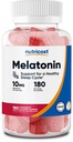 Nutricost Μελατονίνη 10mg, 180 Gummies, Φράουλα Γεύση - Χωρίς γλουτένη, Μη ΓΤΟ, Χωρίς Σιρόπι καλαμποκιού