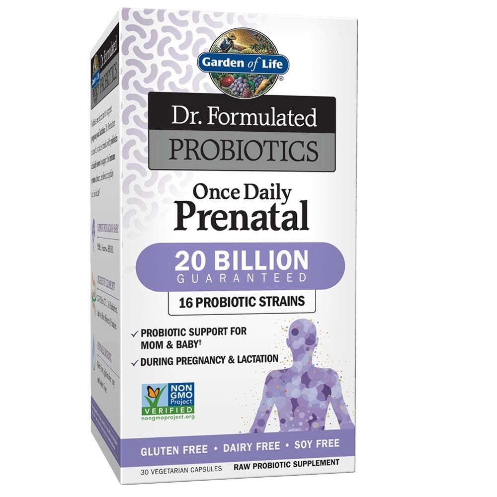 Κήπος της Ζωής Dr. Formulated Probiotics Once Daily Prenatal - Acidophilus & Bifidobacteria Probiotic Support for Mom & Baby - Γλουτένη, Γαλακτοκομικά & Σόγια Δωρεάν - 30 Count Vegetarian Κάψουλες