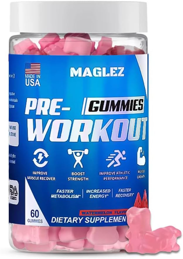Pre Workout Gummies for Men & Women, PreWorkout Gummy with Beta Alanine | Organic Caffeine | Chromium Picolinate | Gluten free, Vegan, increased energy, faster metabolism & recovery (60 gummy)