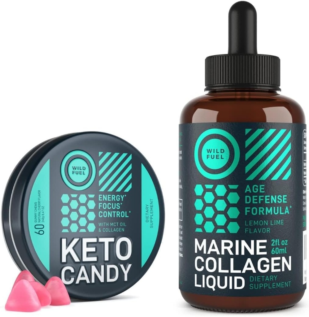 WILD FUEL Keto Candy και Liquid Collagen Marine Energy and Wellness Bundle