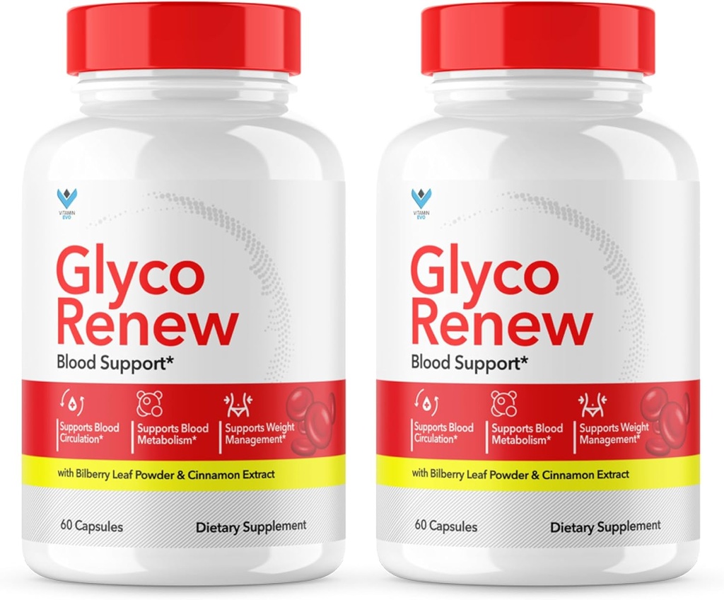 (2 Pack) Glyco Renew Blood Support Supplement - Glyco Renew Pills Original Formula Glycogen Clean Advanced Extra Strength, Glycol Renewed Renewed Natural Ingredients (120 Κάψουλες)