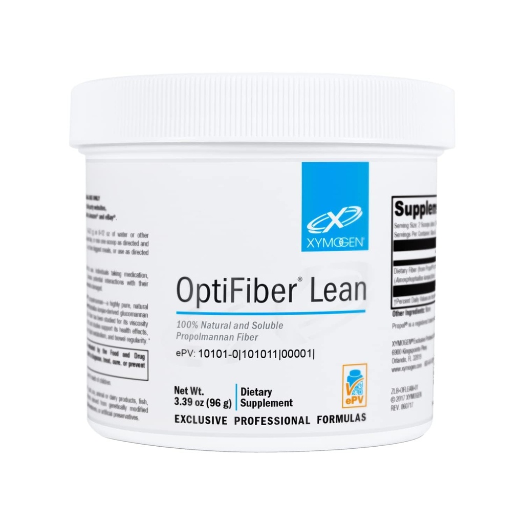 XYMOGEN OptiFiber Lean - 100% Φυσικό και διαλυτό Propolmannan Fiber σκόνη - Υποστηρίζει τον κορεσμό, Χοληστερόλη Μεταβολισμός, και Υγιείς κινήσεις Bowel (3.39 oz)