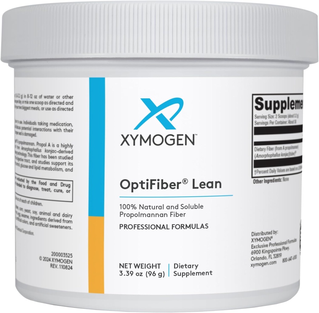 XYMOGEN OptiFiber Lean - 100% Φυσικό και διαλυτό Propolmannan Fiber σκόνη - Υποστηρίζει τον κορεσμό, Χοληστερόλη Μεταβολισμός, και Υγιείς κινήσεις Bowel (3.39 oz)