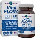 Vital Planet - Vital Flora Ultra Daily Probiotic 60 Billion CFU, Diverse Strains, Organic Prebiotics, Immune Support, Bloating Relief, Digestive Health Probiotics για γυναίκες και άνδρες 60 κάψουλες