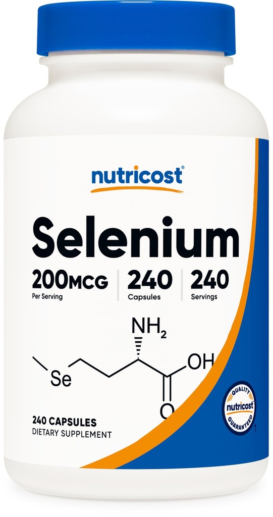 Nutricost Selenium 200mcg, 240 κάψουλες χορτοφάγων, μη ΓΤΟ, χωρίς γλουτένη L-σεληνομεθειονίνη
