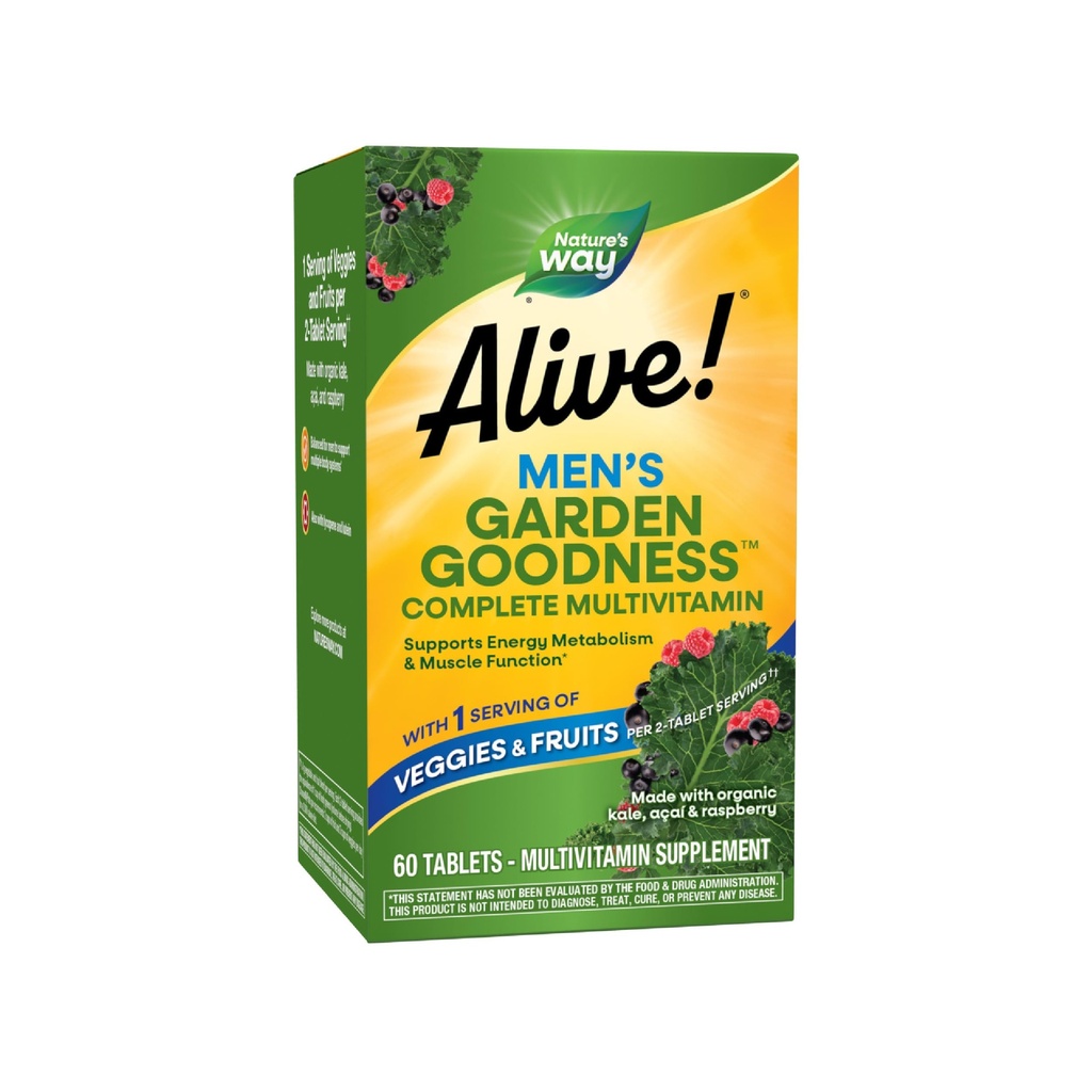Ο Δρόμος της Φύσης Ζωντανός! Garden Goodness Men's Multivitamin, One Serving of Veggies and Fruits**, Υψηλής Ικανότητας Β- Βιταμίνες, 60 Tablets
