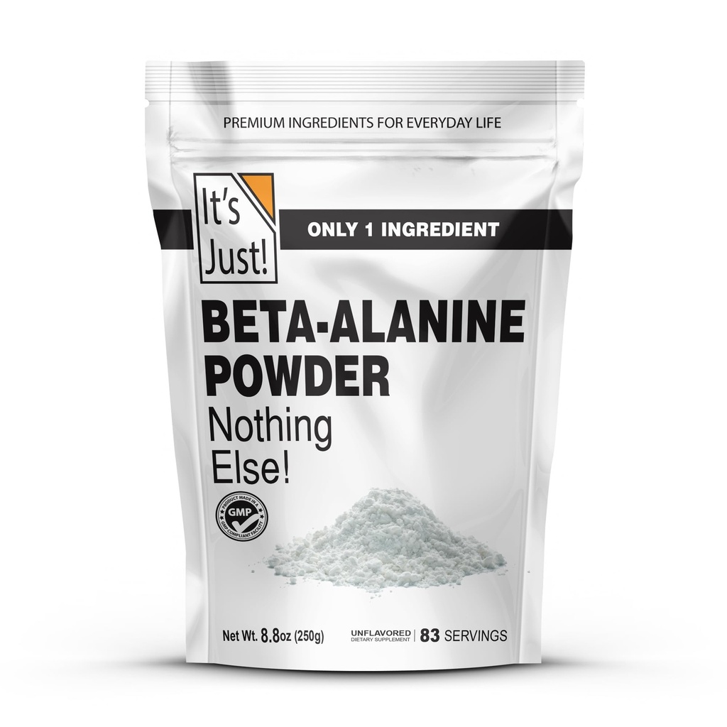 It's Just! - Beta-Alanine Powder, Pre-Workout Supplement, 250g Bulk, Unflavored, 3000mg Per Serving (250g / 83 Servings)
