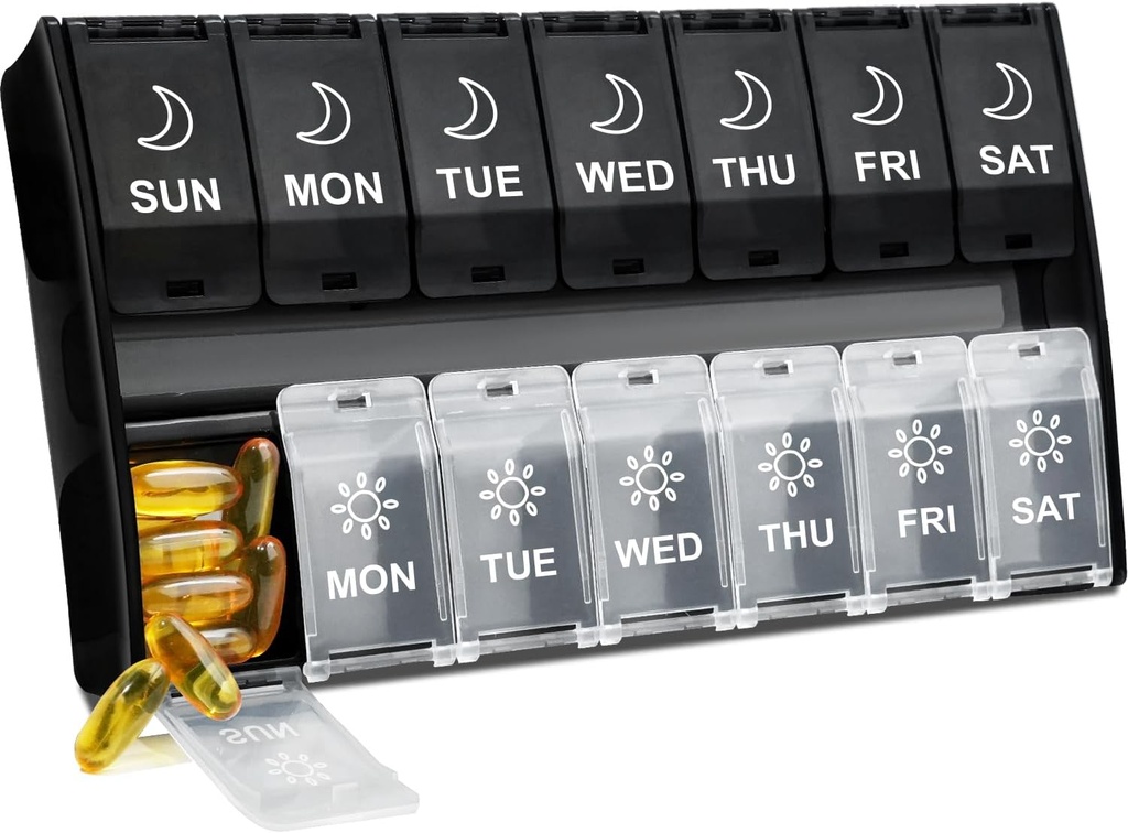 XL Big Pill Organizer 2 φορές την ημέρα, Weekly Am Pm Pill Box με Hinged Lids, 7 ημέρες ιατρική περίπτωση χάπια βιταμίνης, Daily Pill Container, Big Medication Organizer για συμπλήρωμα