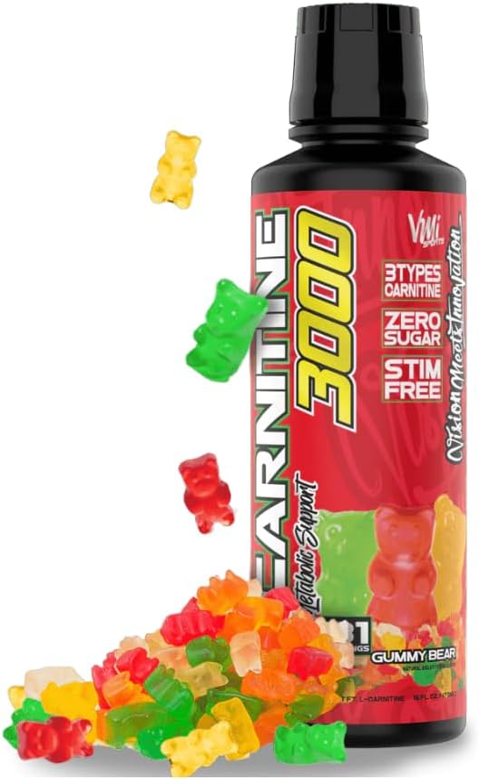 L-Carnitine 3000 Liquid | 3000 mg Carnitine Supplement | Zero Calorie Zero Sugar Keto Friendly for Men and Women – Great Tasting| 31 Servings (Gummy Bear, 16 fl. oz.)