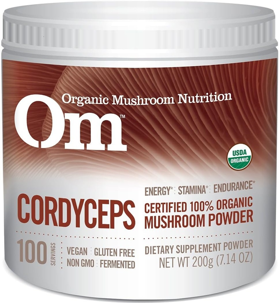 Om Organic Mushroom Superfood σκόνη, Cordyceps, 100 εξυπηρετήσεις, ενέργεια και υποστήριξη αντοχής, 7.05 Ουγγιά (πακέτο του 1)