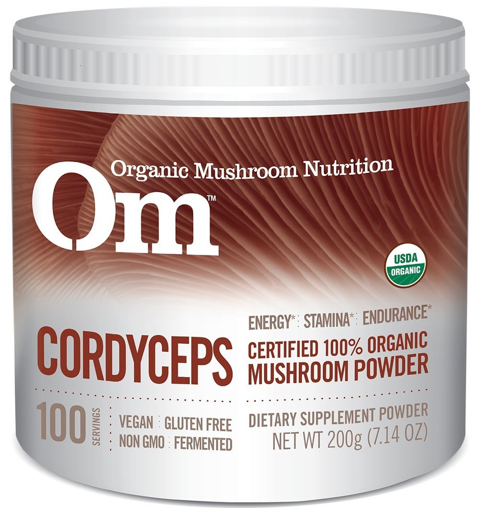 Om Organic Mushroom Superfood σκόνη, Cordyceps, 100 εξυπηρετήσεις, ενέργεια και υποστήριξη αντοχής, 7.05 Ουγγιά (πακέτο του 1)