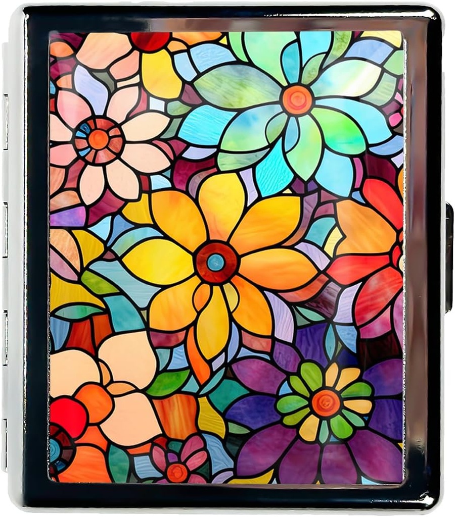 Travel Pill Organizer μικρή θήκη χάπι για ψώνια Απαραίτητα 7 ημέρες χαριτωμένο κουτί χάπι με καθρέφτη φορητό κουτί χάπι για τσέπη ή Purse Pill Containe ταξιδιωτικά δώρα (Tained Glass Flowers)