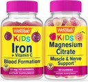 WellYeah Iron + Vitamin C Kids + Magnesium Citrate Kids, Gummies Bundle - Μεγάλη γεύση, συμπλήρωμα βιταμινών, χωρίς γλουτένη, GMO Δωρεάν, Μασώμενα Gummy