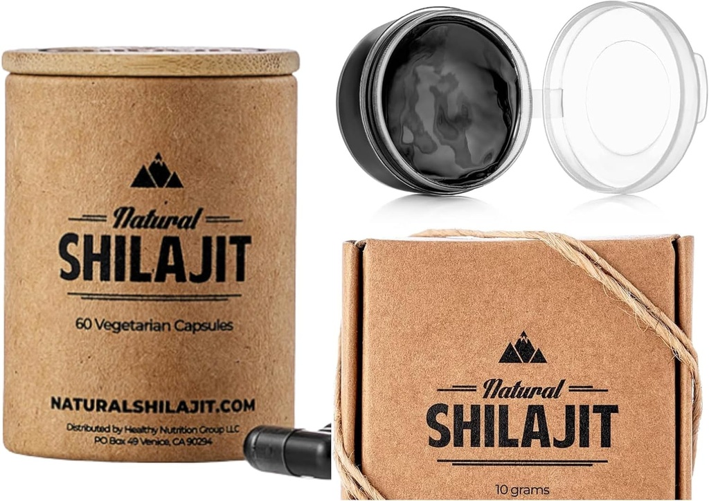 Natural Shilajit Resin - 10 Gram Shilajit συμπλήρωμα με Fulvic Acid & Trace Minerals, Φυτικά θρεπτικά συστατικά & ΦΥΣΙΚΕΣ κάψουλες SHILAJIT (1-2 Μήνες Προμήθεια) - 60 Count - Shilajit συμπλήρωμα