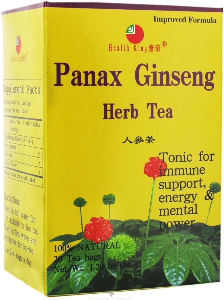 Υγεία King Panax Ginseng Herb Τσάι, Τσάι Τσάι, 20-Count Box (πακέτο του 4)