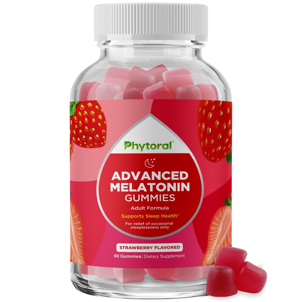 Melatonin Gummy Vitamins Sleep Supplement - Natural Adult Melatonin Gummies 5mg Deep Sleep Supplement - 5mg Mood Support Restful Gummies and Nighttime Immunity - 60 Count