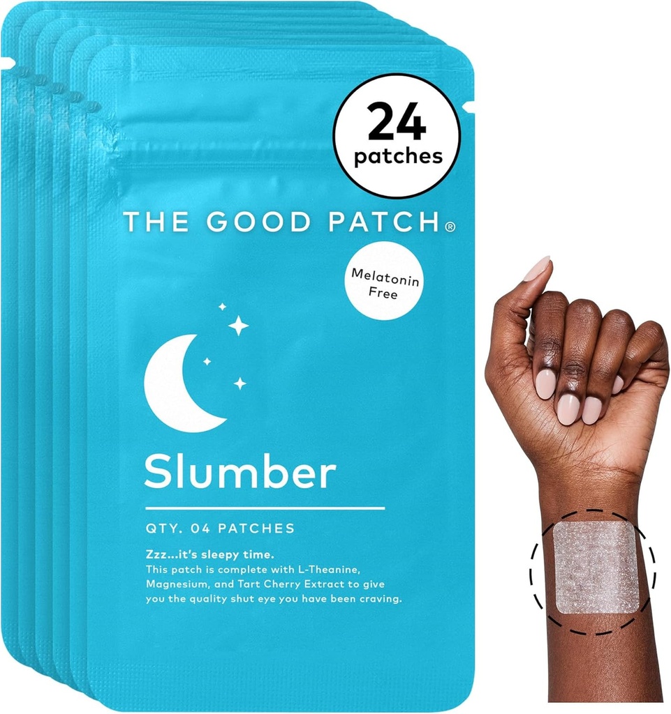 Η καλή Patch Slumber Sleep Patch Support, Melatonin Free, Παρατεταμένη Κυκλοφορία, Φυσικό Patch με L-Θεανίνη, Μαγνήσιο, Εκχύλισμα Ταρτ Cherry, Φυτό Powered Wearable Wellness (24 Total Patches)