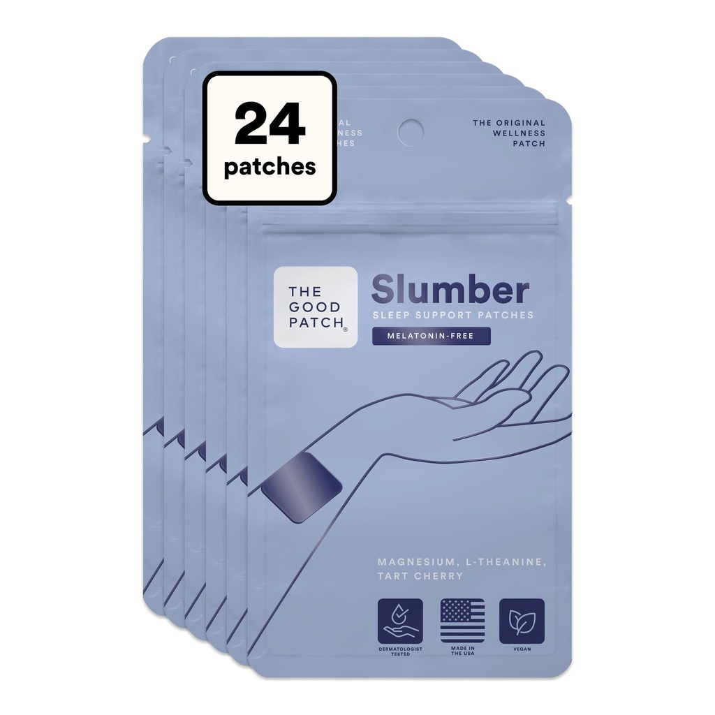 Η καλή Patch Slumber Sleep Patch Support, Melatonin Free, Παρατεταμένη Κυκλοφορία, Φυσικό Patch με L-Θεανίνη, Μαγνήσιο, Εκχύλισμα Ταρτ Cherry, Φυτό Powered Wearable Wellness (24 Total Patches)